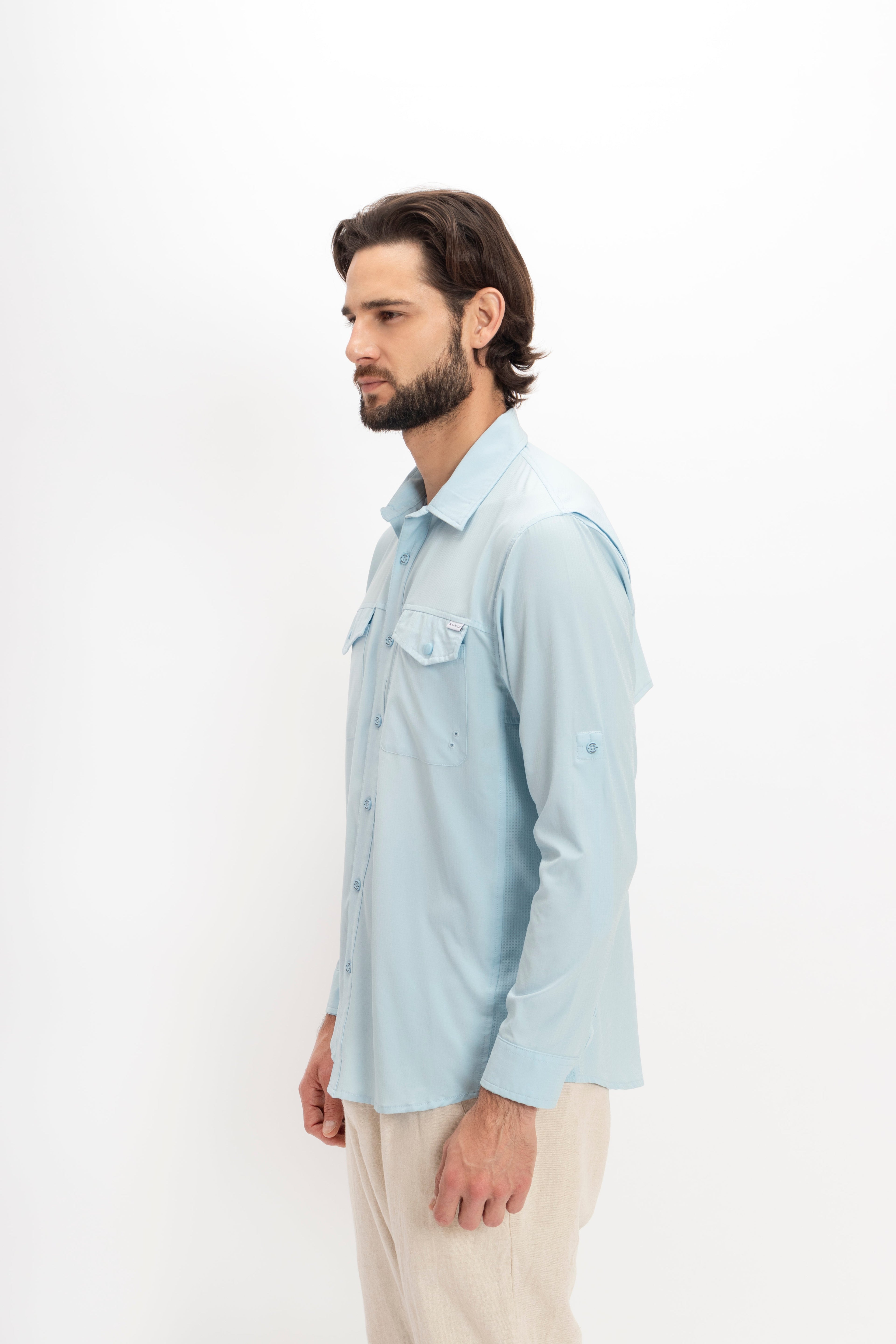 Camisa Nomad Hardwear Manga Larga Azul Cielo