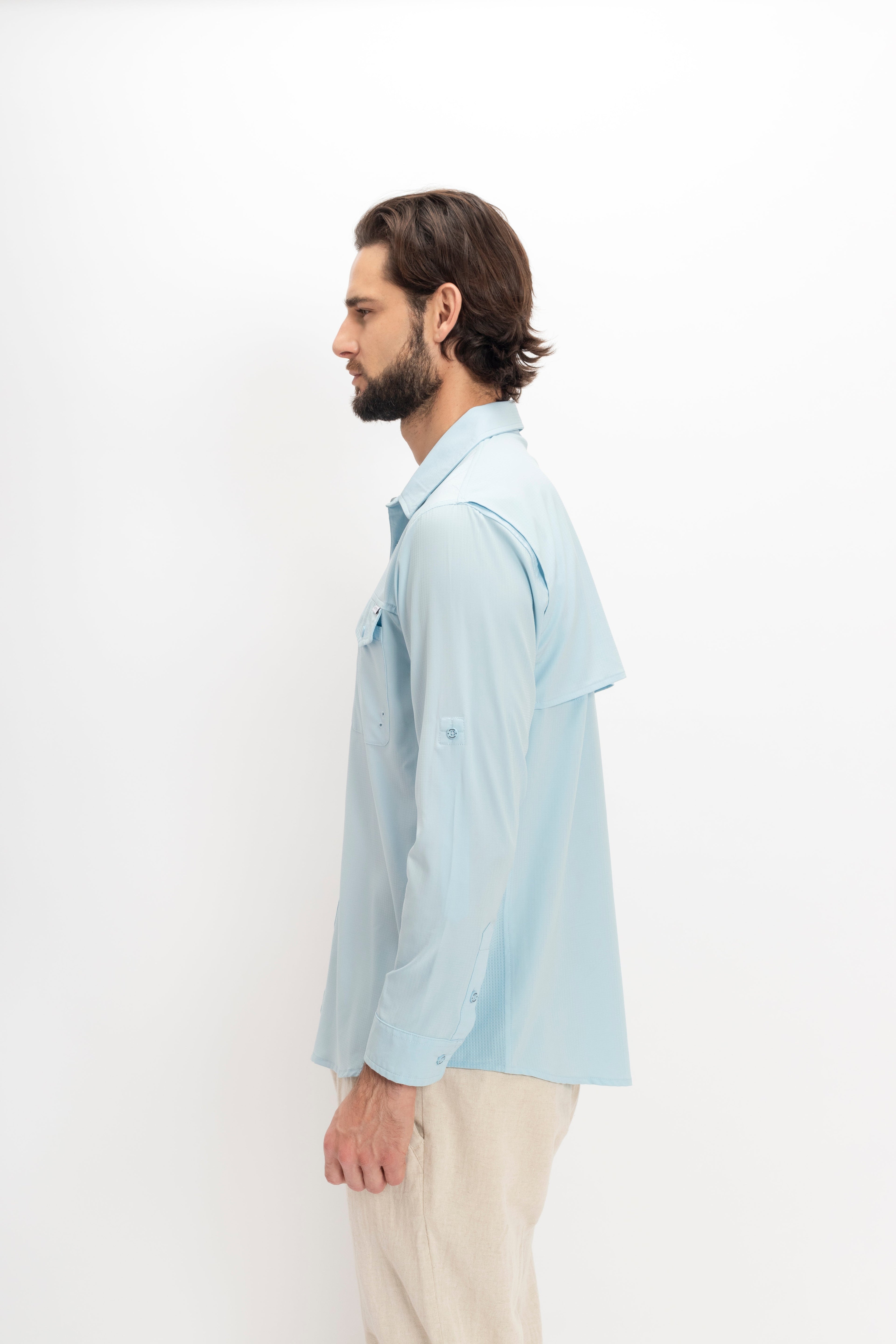 Camisa Nomad Hardwear Manga Larga Azul Cielo