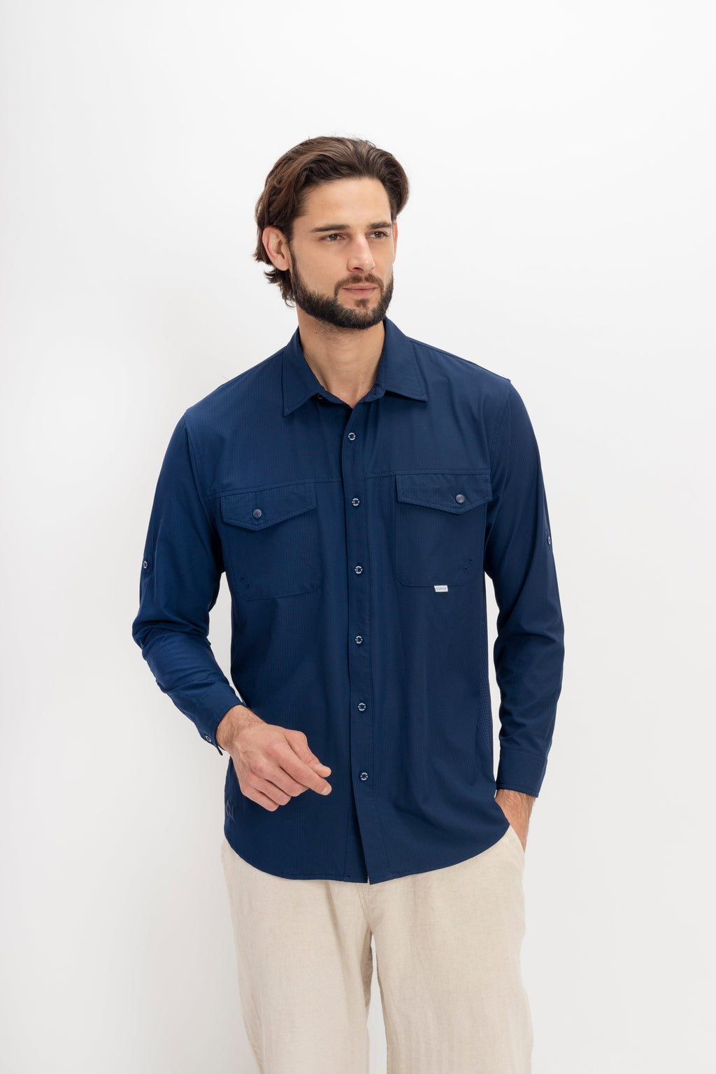 Camisa Nomad Hardwear Manga Larga Azul Marino