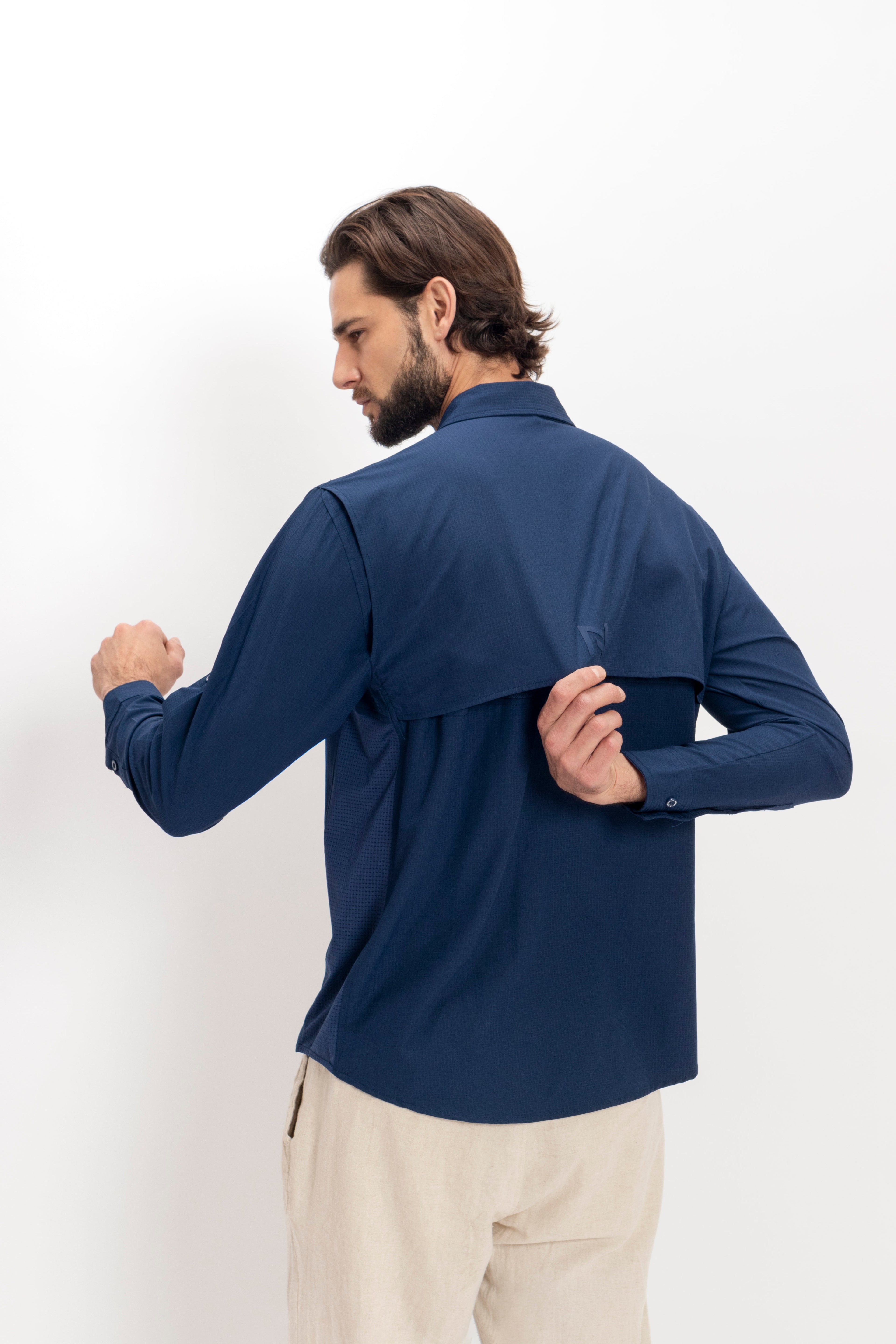 Camisa Nomad Hardwear Manga Larga Azul Marino