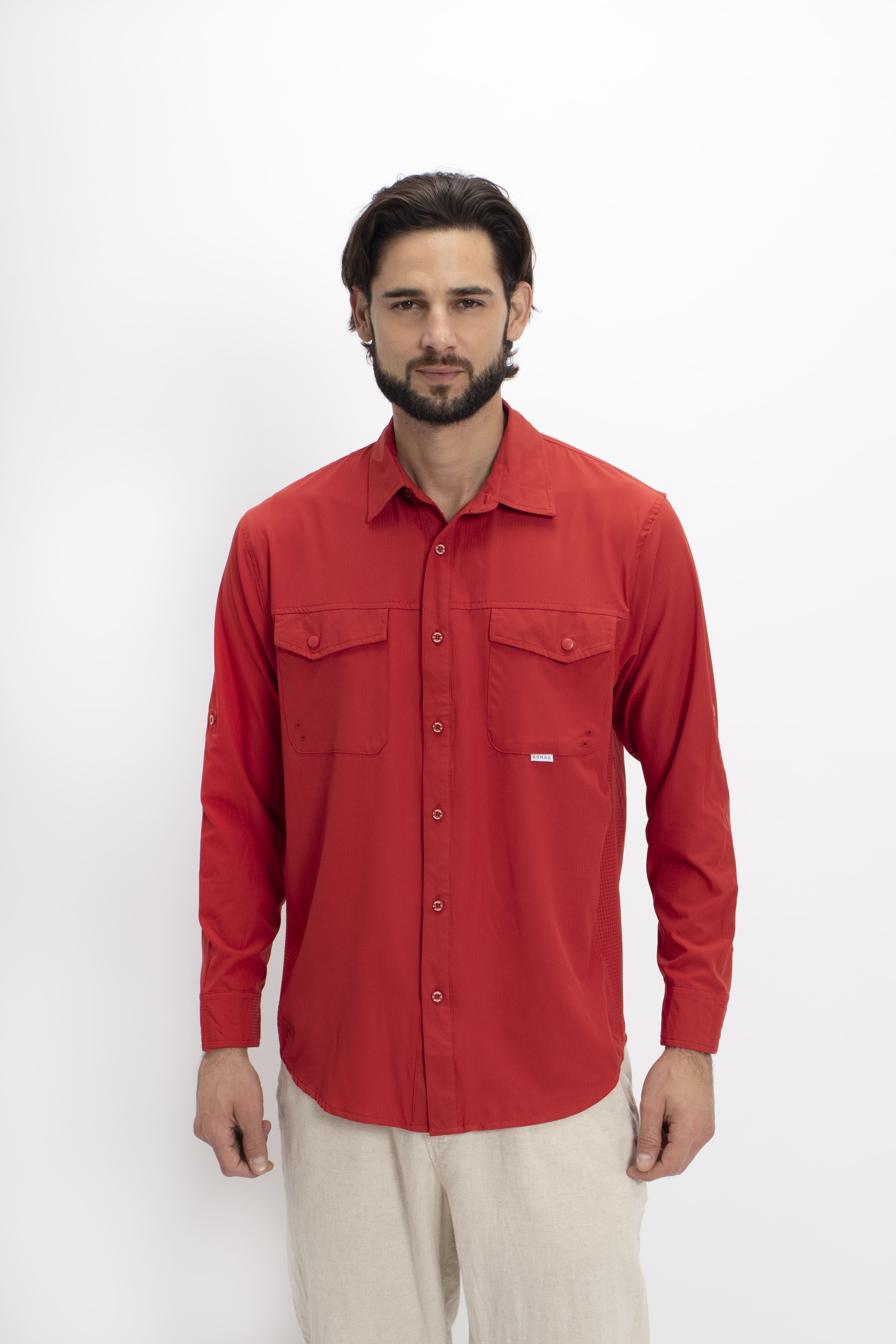 Camisa Nomad Hardwear Manga Larga Roja