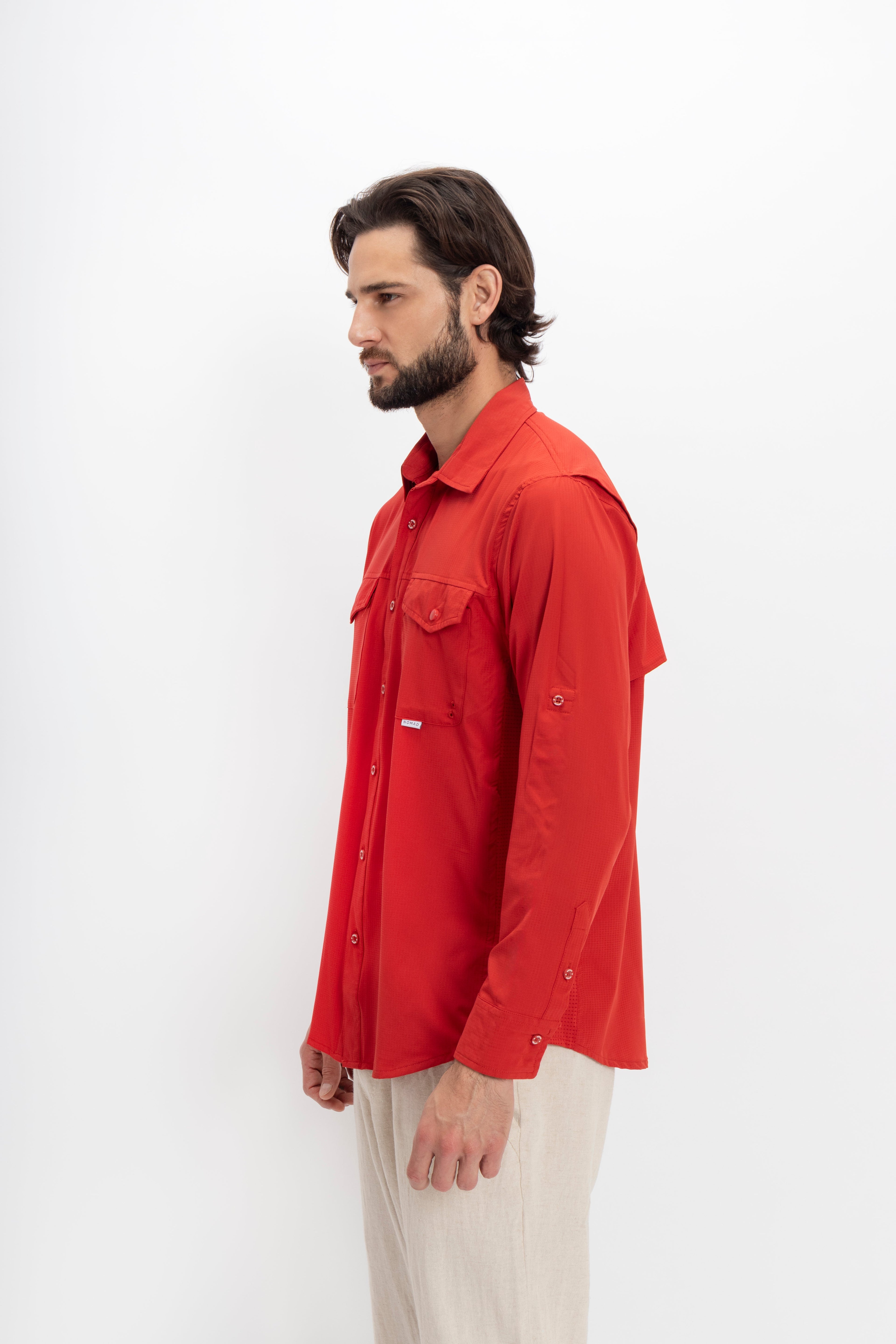 Camisa Nomad Hardwear Manga Larga Roja