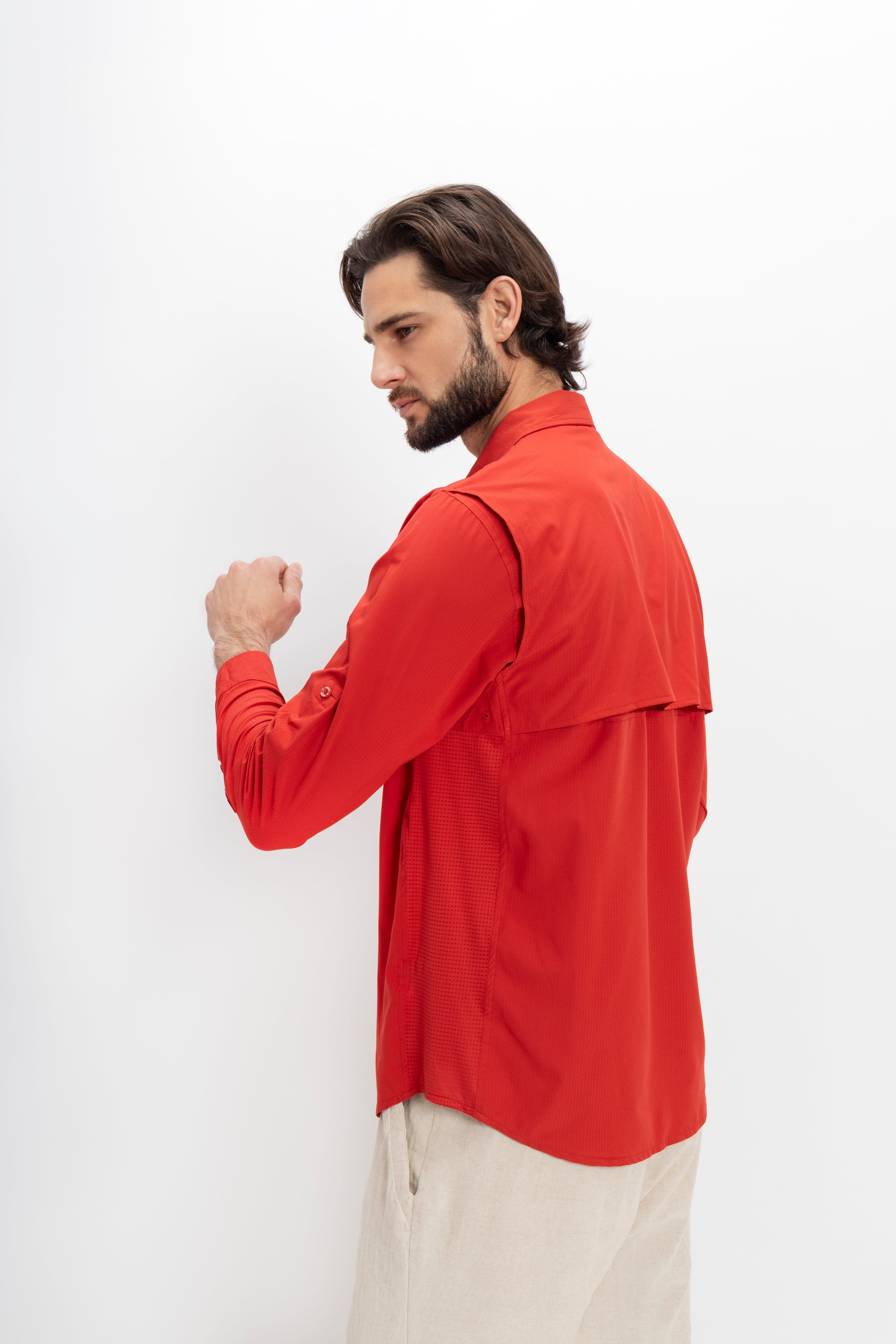 Camisa Nomad Hardwear Manga Larga Roja