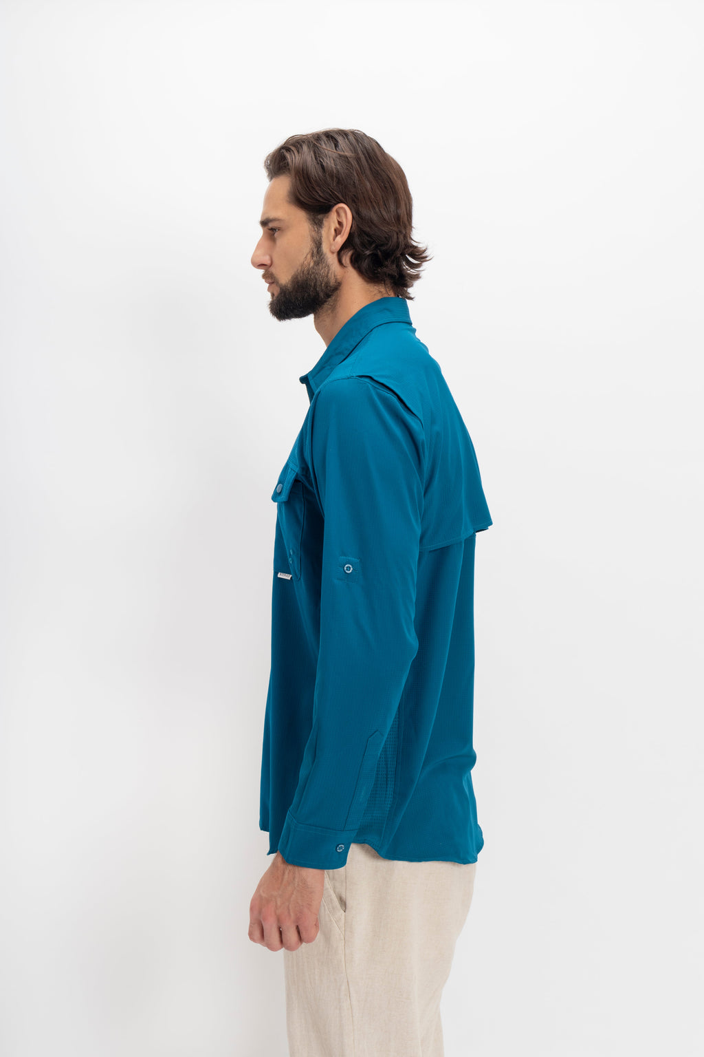 Camisa Nomad Hardwear Manga Larga Azul Bahía