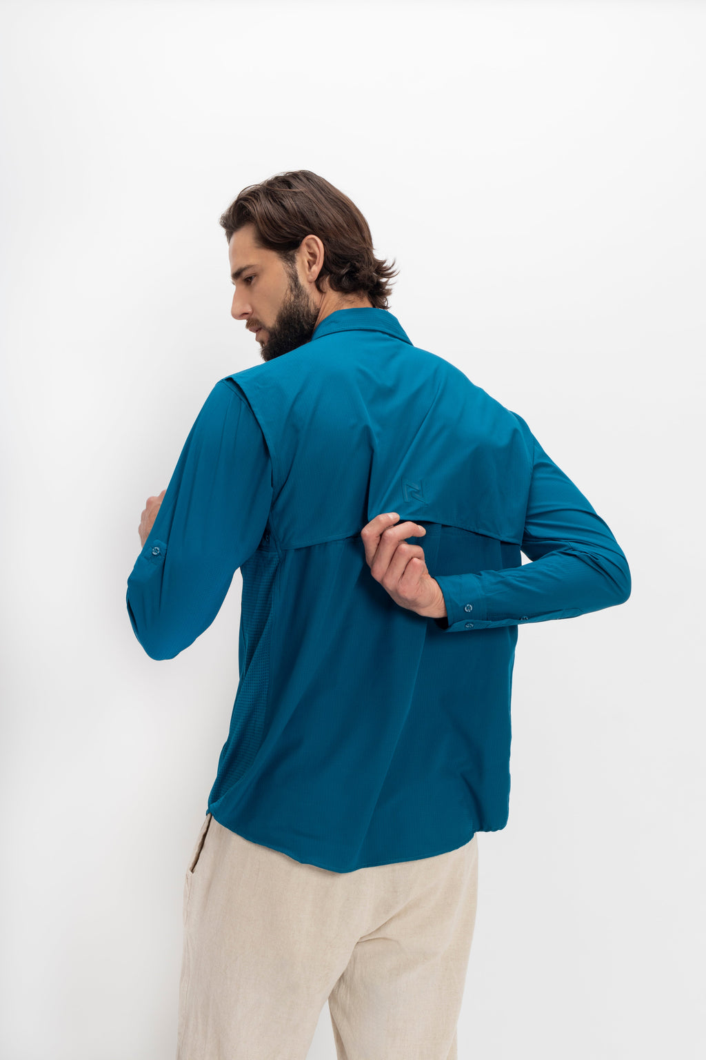 Camisa Nomad Hardwear Manga Larga Azul Bahía