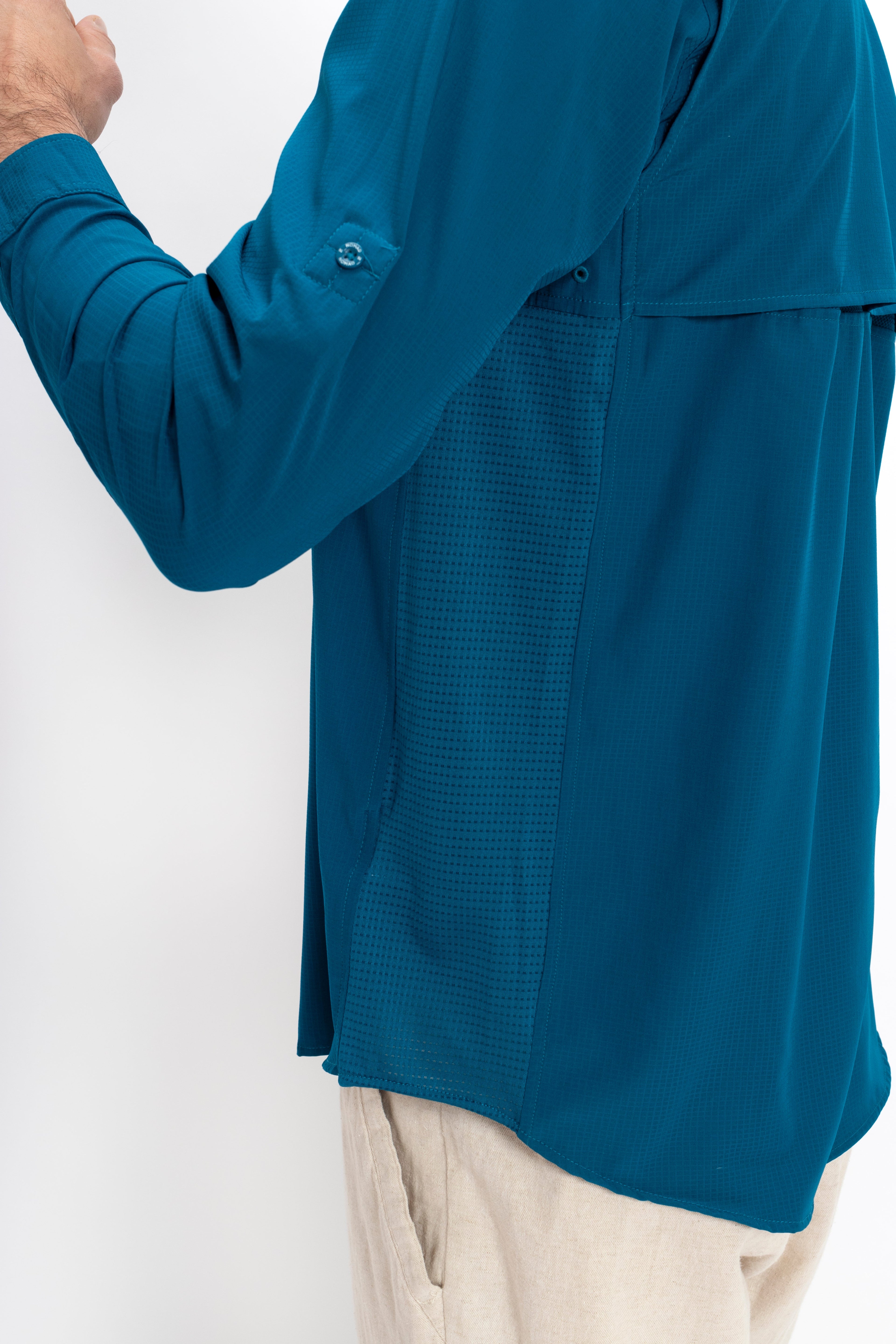 Camisa Nomad Hardwear Manga Larga Azul Bahía