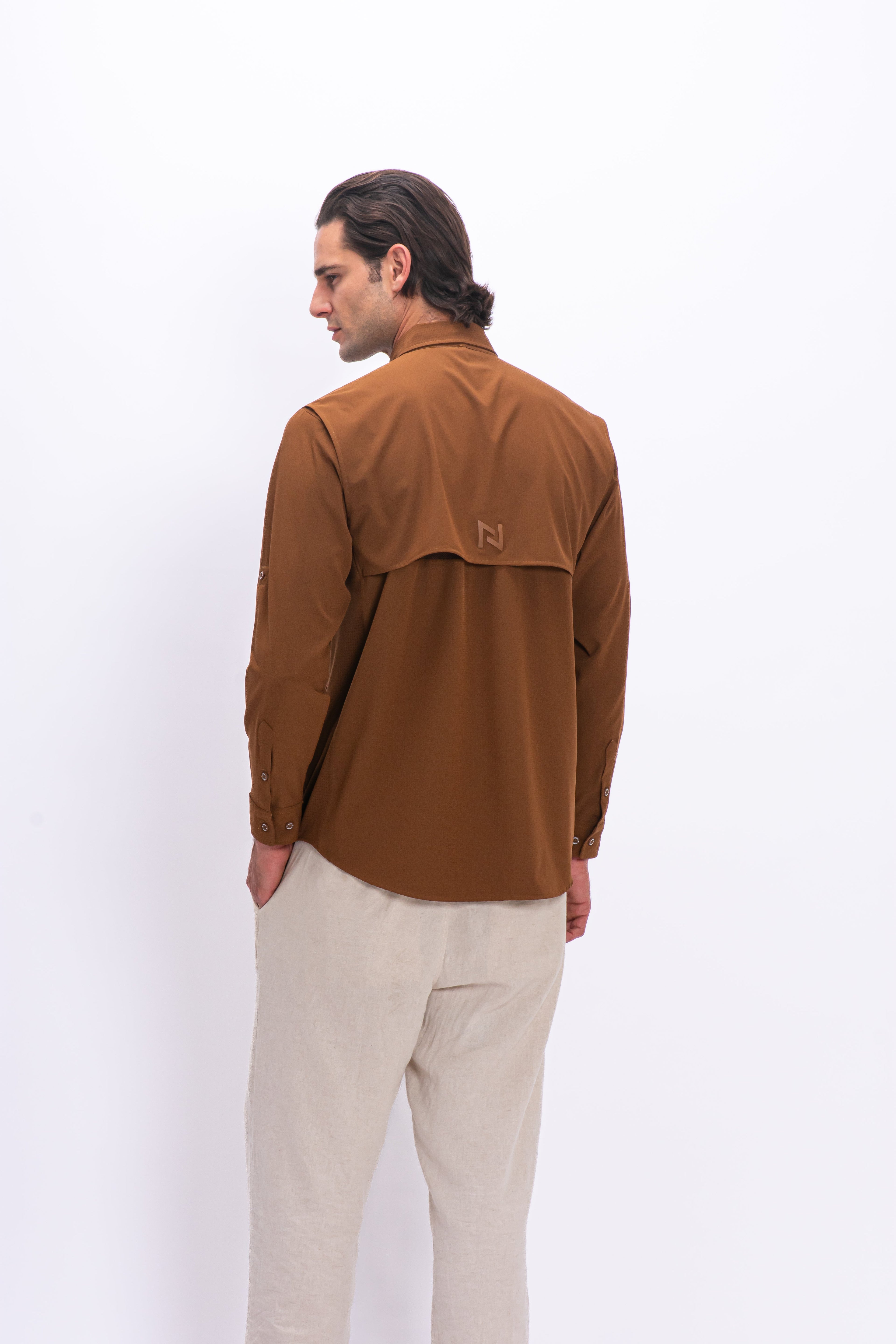 Camisa Nomad Hardwear Manga Larga Café