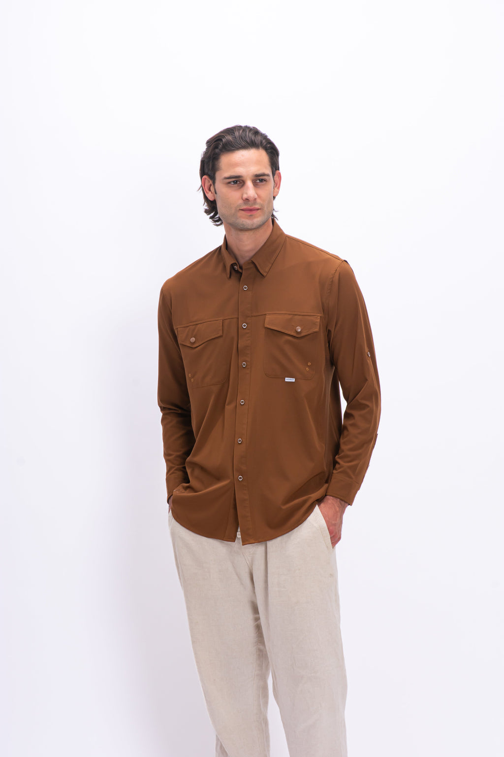 Camisa Nomad Hardwear Manga Larga Café