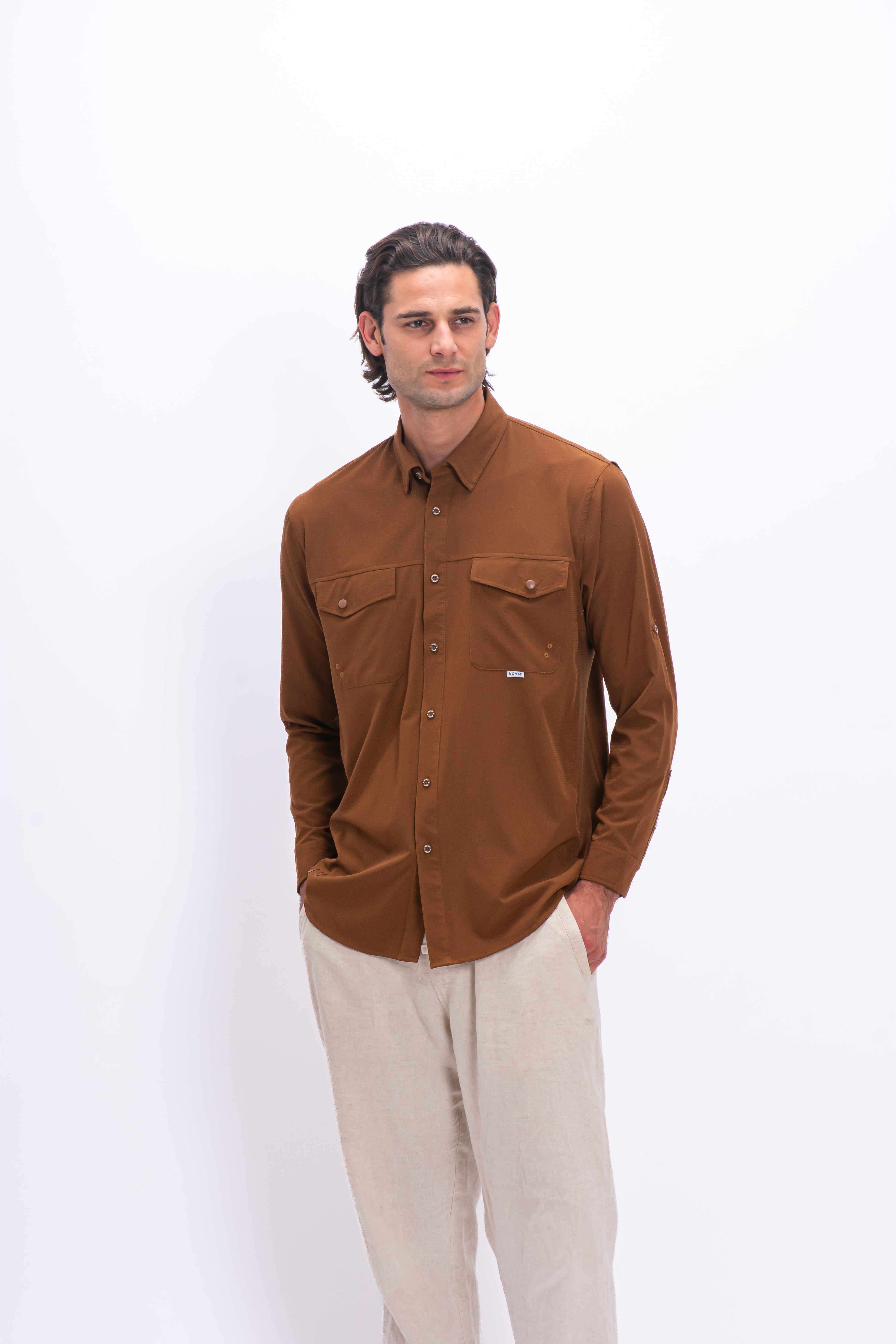 Camisa Nomad Hardwear Manga Larga Café