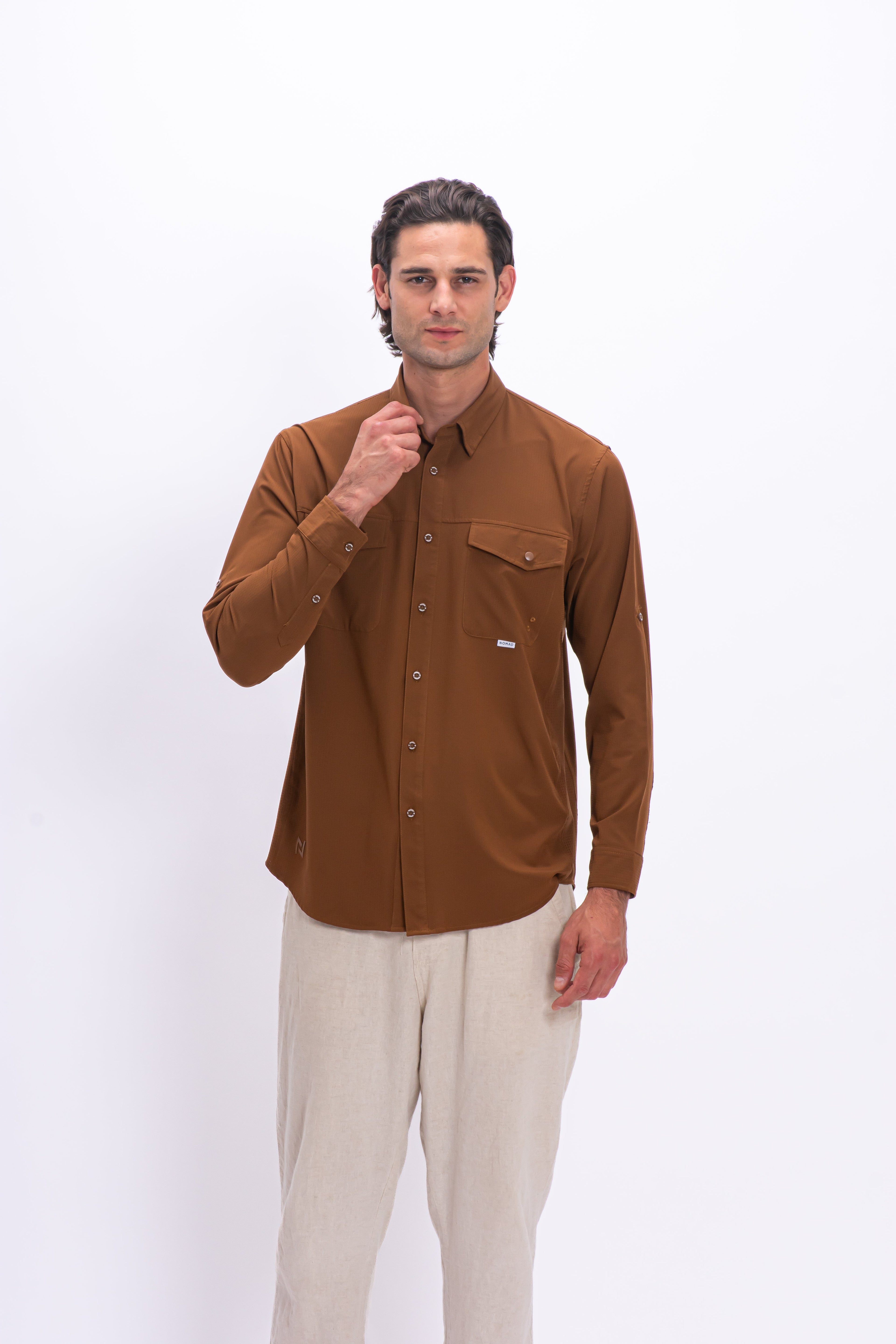 Camisa Nomad Hardwear Manga Larga Café